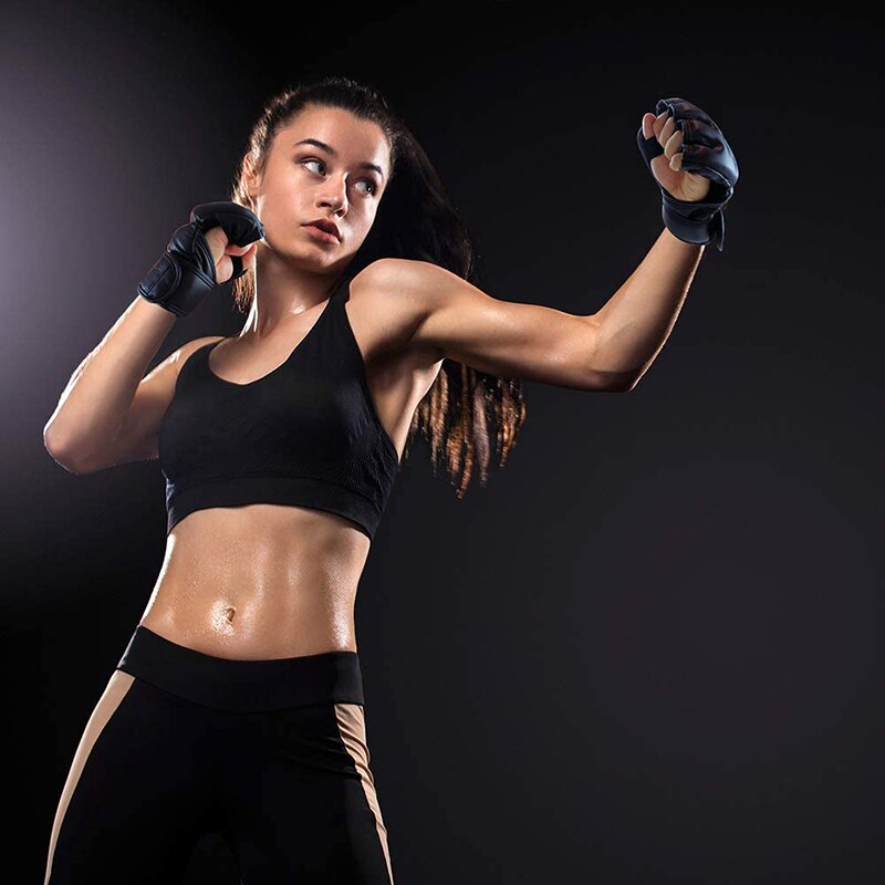 ZTTY Half Finger Boxing Gloves PU Leather