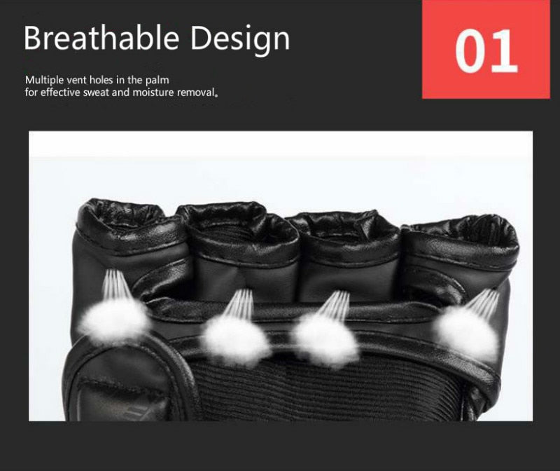 ZTTY Half Finger Boxing Gloves PU Leather