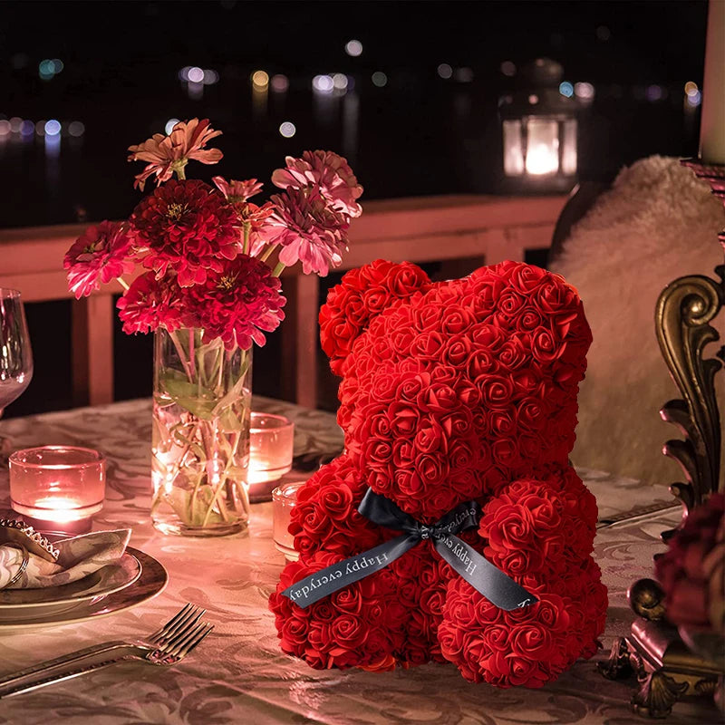 ROSE BEAR with LED LIGHTS AND BOX