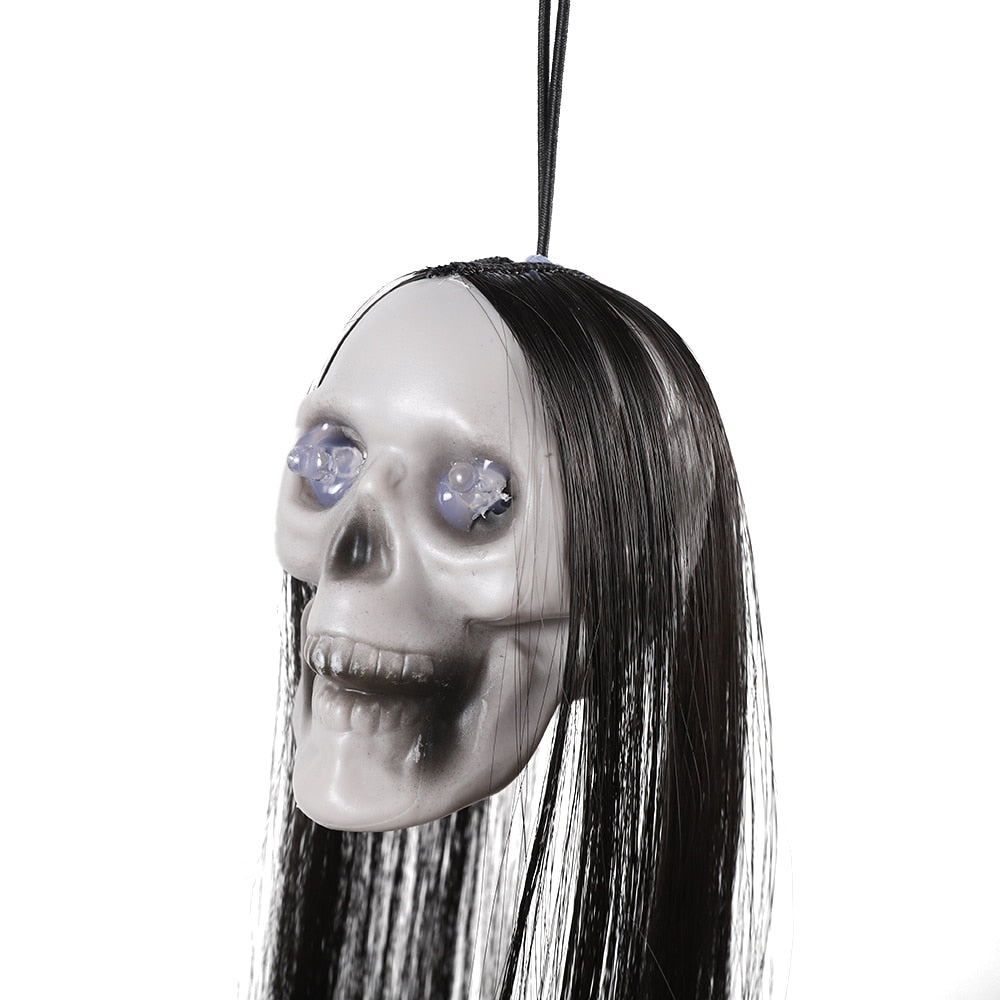 Hanging Ghost Skull with Long Hair