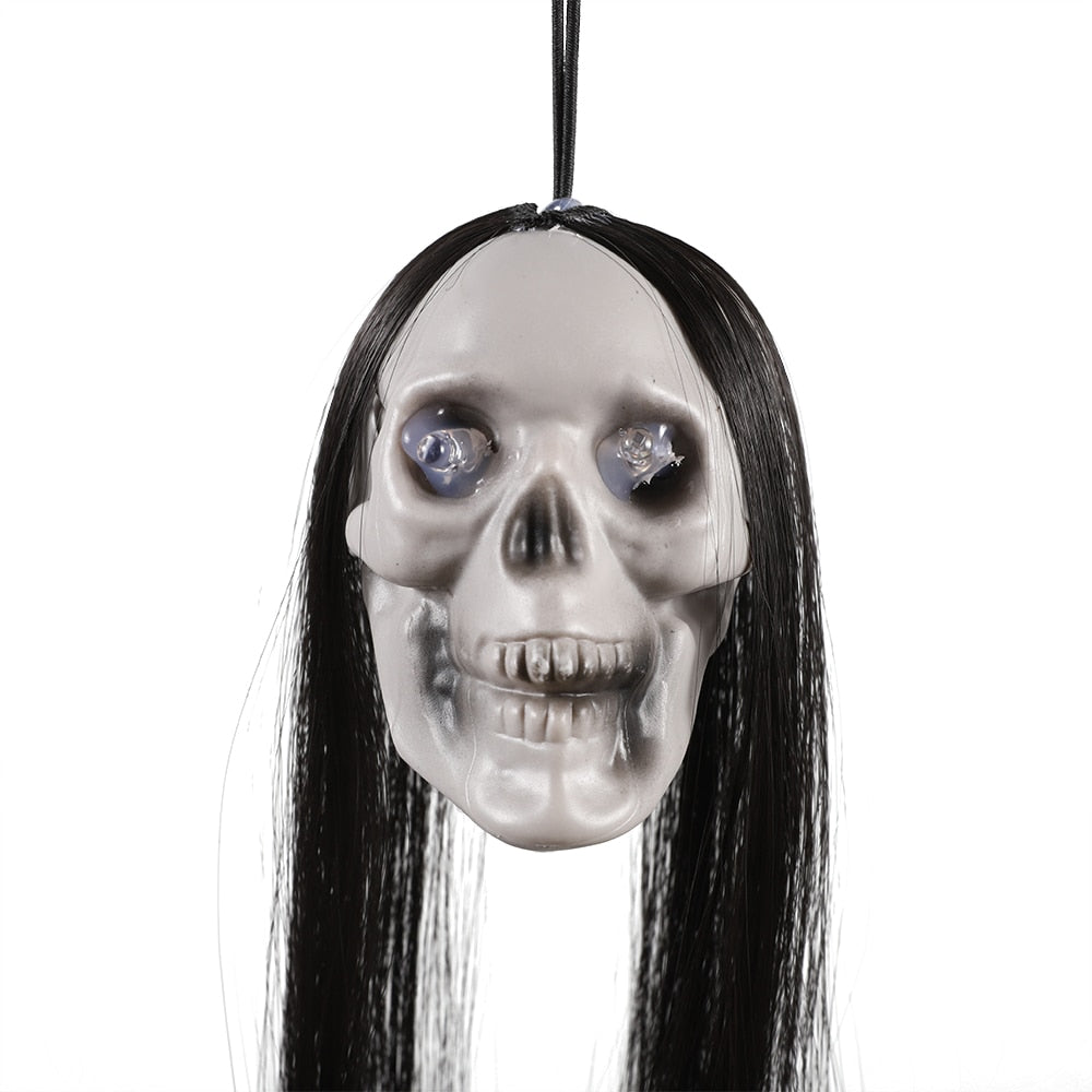 Hanging Ghost Skull with Long Hair